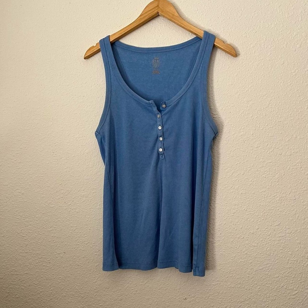 Aerie Sky Blue Sleeveless Button Tank